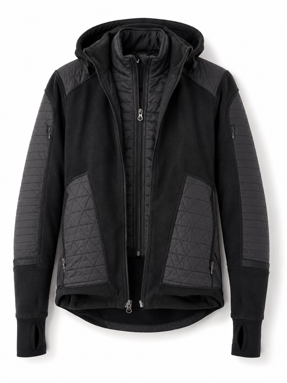 Lululemon Fluffed Up Jacket Black Quilted Hooded Jacket Size 8